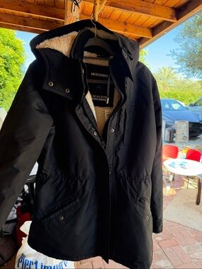 Abercrombie & Fitch Black Sherpa-Lined Jacket